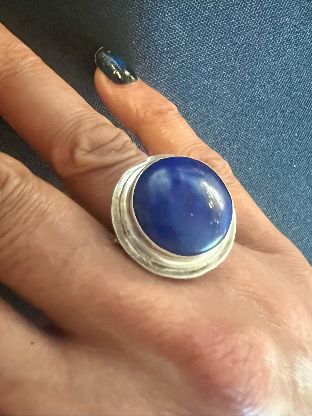 Sterling Silver Lapis Lazuli Snuff Box Ring